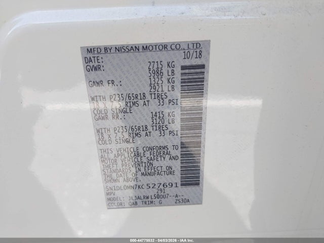 5N1DL0MN7KC527691 Infiniti QX60 LUXE