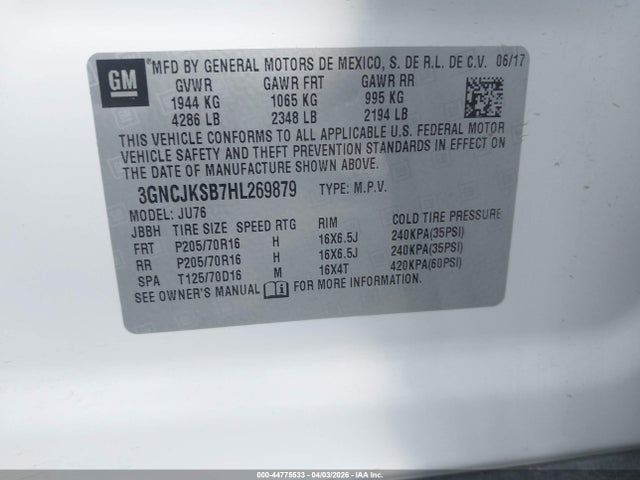 2017 CHEVROLET TRAX 3GNCJKSB7HL269879 Photo 8