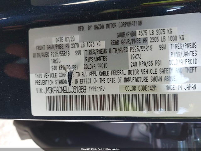 JM3KFADM9L0861859 Mazda Cx-5 Grand Touring