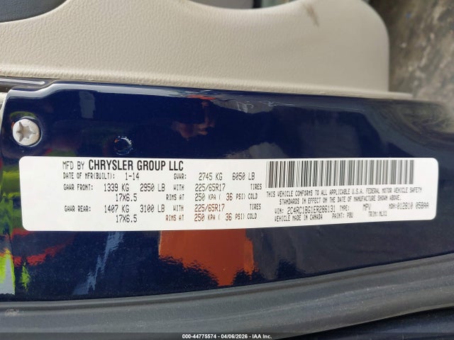 Продаж на аукціоні авто 2014 Chrysler Town & Country Touring, vin: 2C4RC1BG1ER286131, номер лоту: 44775574