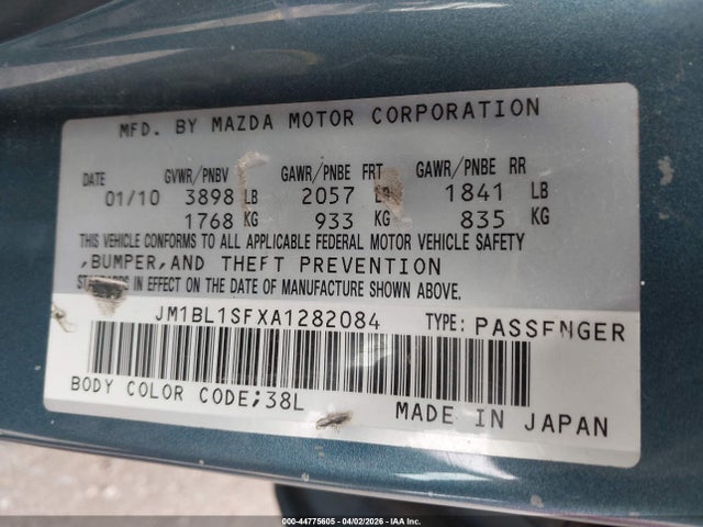 Aukcja sprzedaży 2010 Mazda Mazda3 I Sport, vin: JM1BL1SFXA1282084, numer aukcji: 44775605