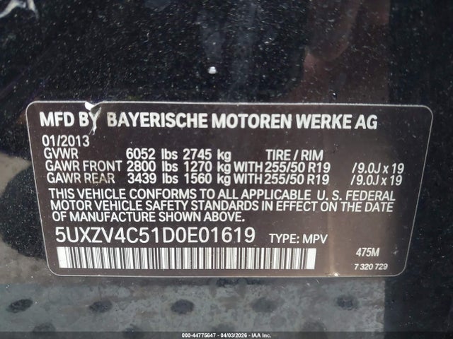 Продажа на аукционе авто 2013 Bmw X5 Xdrive35i/xdrive35i Premium/xdrive35i Sport Activity, vin: 5UXZV4C51D0E01619, номер лота: 44775647
