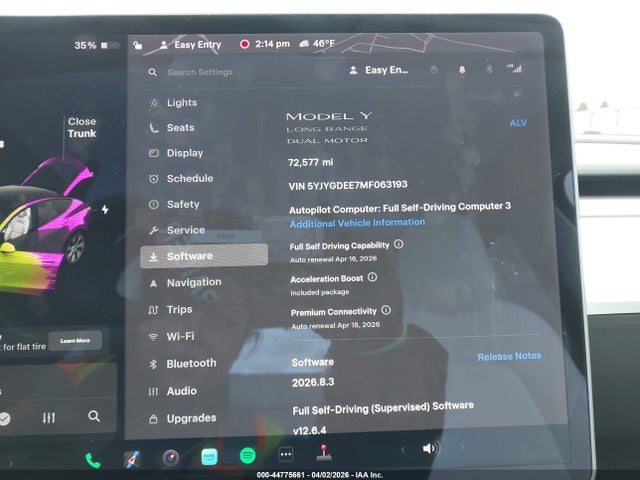 Aukcja sprzedaży 2021 Tesla Model Y Long Range Dual Motor All-wheel Drive, vin: 5YJYGDEE7MF063193, numer aukcji: 44775661