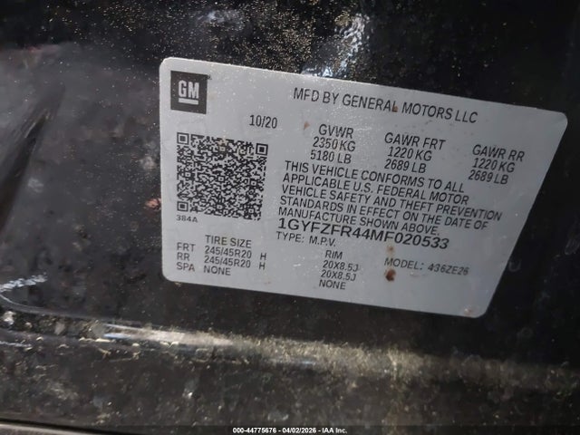 44775676 :رقم المزاد ، 1GYFZFR44MF020533 vin ، 2021 Cadillac Xt4 Awd Sport مزاد بيع