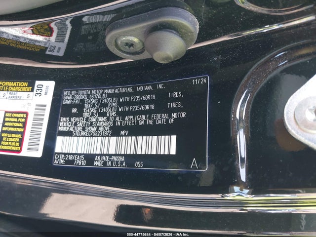 5TDJRKEC7SS231972 Toyota SIENNA XLE