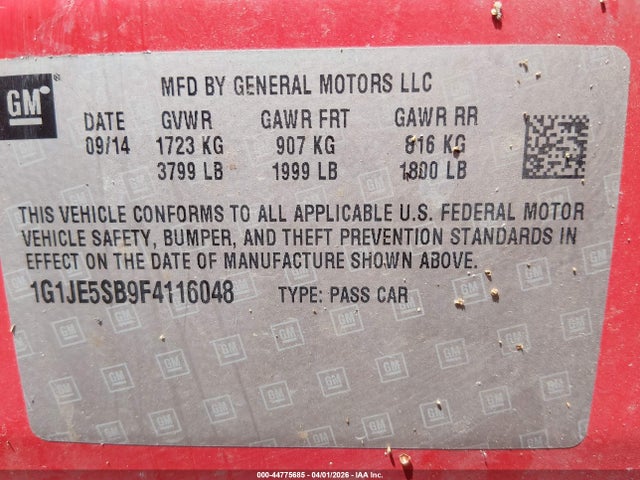 1G1JE5SB9F4116048 Chevrolet Sonic Ltz Auto