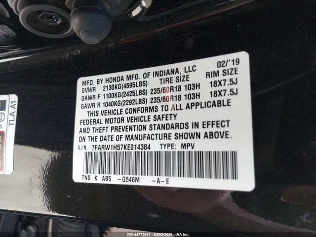 7FARW1H57KE014384 Honda CR-V EX