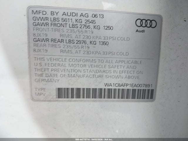Продажа на аукционе авто 2014 Audi Q5 Hybrid 2.0t Prestige, vin: WA1C8AFP1EA007891, номер лота: 44775714