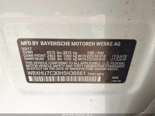 Aukcja sprzedaży 2017 Bmw X1 Sdrive28i, vin: WBXHU7C30H5H36561, numer aukcji: 44775726