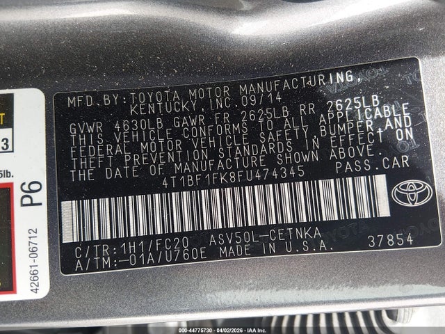 Toyota CAMRY LE 2015 4T1BF1FK8FU474345 Image 9