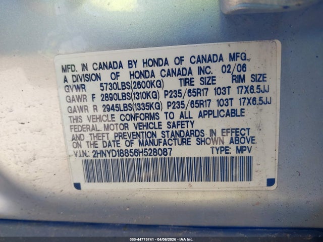 2006 ACURA MDX 2HNYD18856H528087 Photo 8