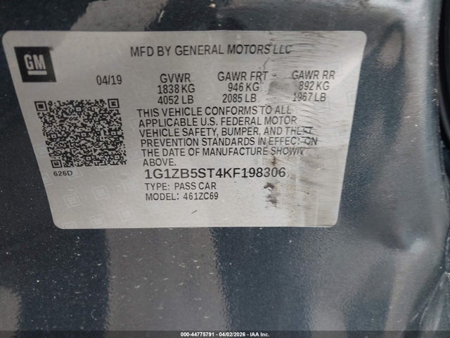 1G1ZB5ST4KF198306 Chevrolet Malibu 1ls