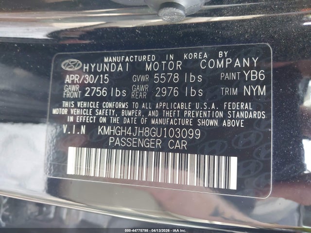 KMHGH4JH8GU103099 Hyundai Equus Signature