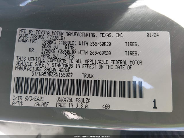 5TFWA5DB3RX165027 Toyota Tundra Limited