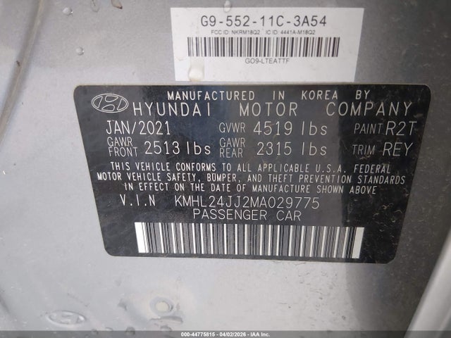 2021 HYUNDAI SONATA KMHL24JJ2MA029775 Photo 8