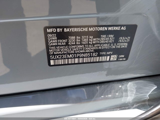 5UX23EM01P9N85182 BMW X7 Xdrive40i