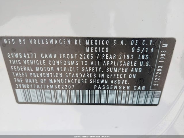 3VWD17AJ7EM302207 Volkswagen Jetta 1.8t Se