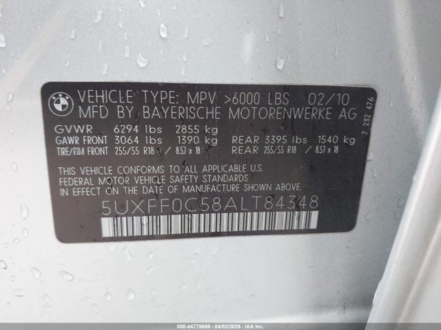 2010 BMW X5 5UXFF0C58ALT84348 Photo 8