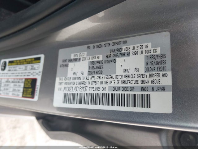 Продаж на аукціоні авто 2013 Mazda Mazda5 Grand Touring, vin: JM1CW2DLXD0162137, номер лоту: 44775883