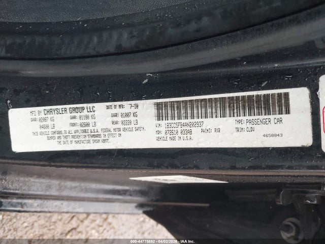 44775892 :رقم المزاد ، 1B3CC5FB4AN202937 vin ، 2010 Dodge Avenger R/t مزاد بيع