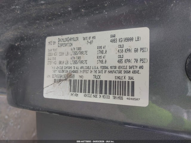 Aukcja sprzedaży 2008 Dodge Ram 2500 Slt/power Wagon, vin: 3D7KS28A18G115568, numer aukcji: 44775893