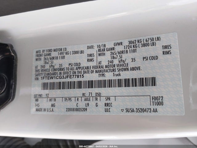 Ford F-150 Xlt 2018 1FTEW1CG3JFE77815 Image 9