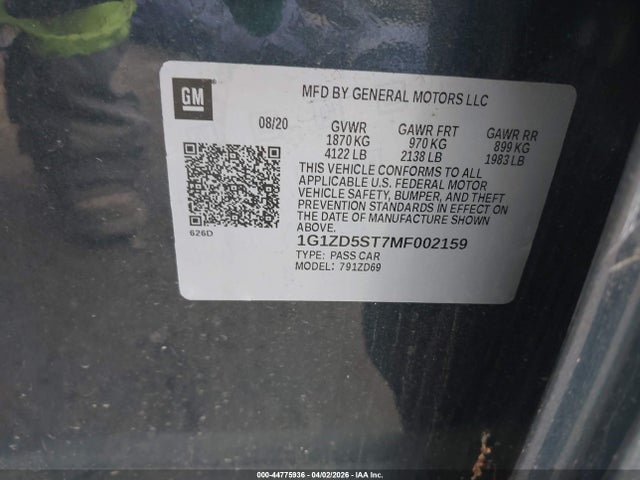 1G1ZD5ST7MF002159 Chevrolet Malibu Fwd Lt