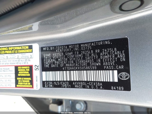 Toyota CAMRY SE 2025 4T1DAACKXSU586599 Image 9