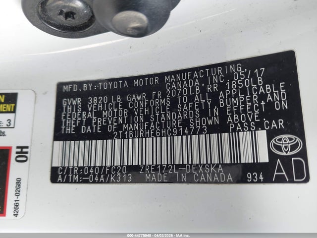 2T1BURHE6HC914773 Toyota COROLLA SE