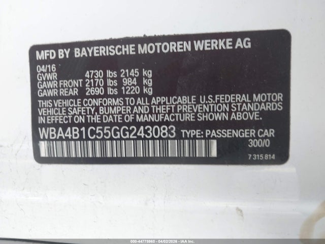 Продаж на аукціоні авто 2016 Bmw 435i Gran Coupe, vin: WBA4B1C55GG243083, номер лоту: 44775960