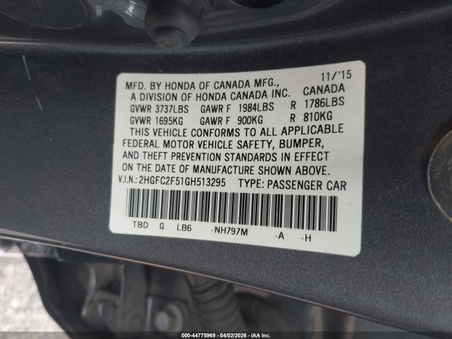 Honda Civic Lx 2016 2HGFC2F51GH513295 Image 9