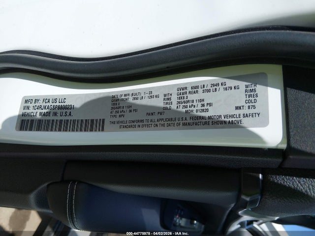 2023 Jeep Grand Cherokee L Laredo 4x4 მანქანა იყიდება აუქციონზე, vin: 1C4RJKAG8P8800231, აუქციონის ნომერი: 44775978