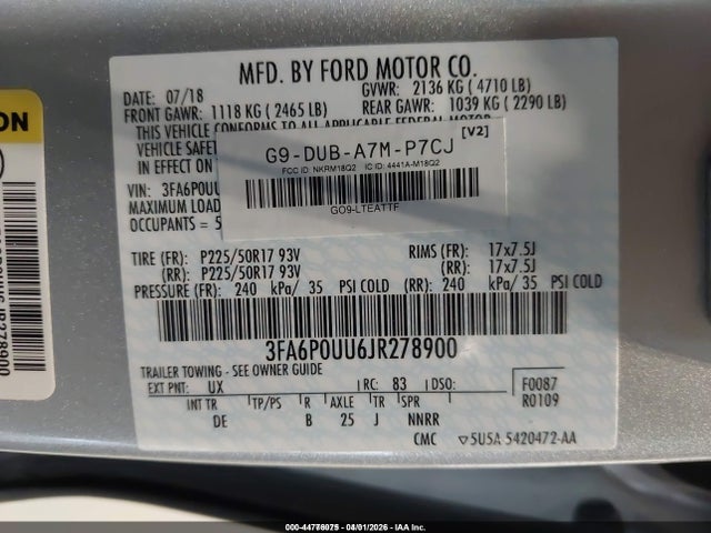 2018 FORD FUSION HYBRID 3FA6P0UU6JR278900 Photo 8