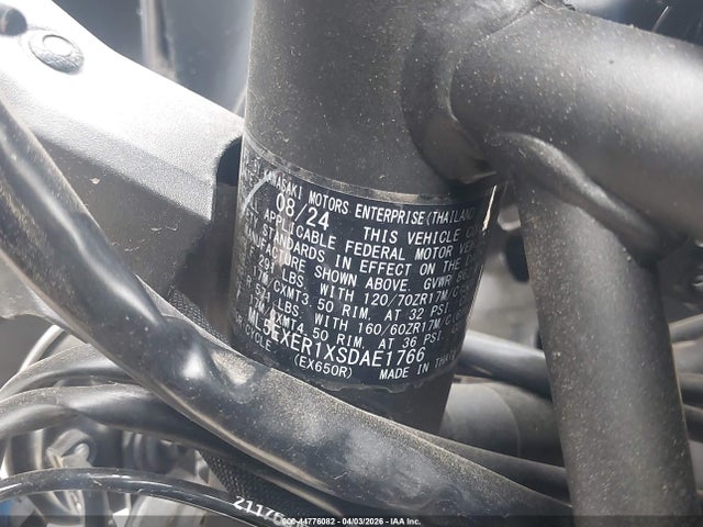 2025 Kawasaki Ex650 R მანქანა იყიდება აუქციონზე, vin: ML5EXER1XSDAE1766, აუქციონის ნომერი: 44776082