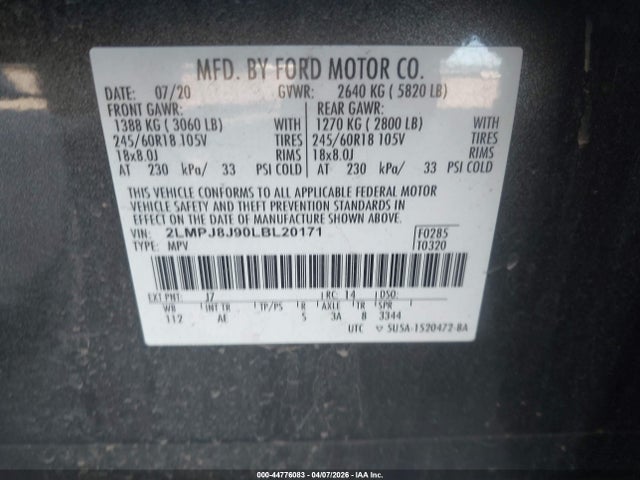 2020 LINCOLN NAUTILUS 2LMPJ8J90LBL20171 Photo 8