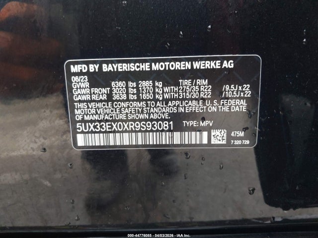 Aukcja sprzedaży 2024 Bmw X6 Xdrive40i, vin: 5UX33EX0XR9S93081, numer aukcji: 44776085