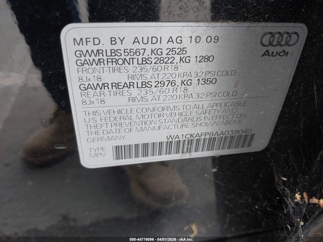 2010 AUDI Q5 WA1CKAFP8AA039040 Photo 8