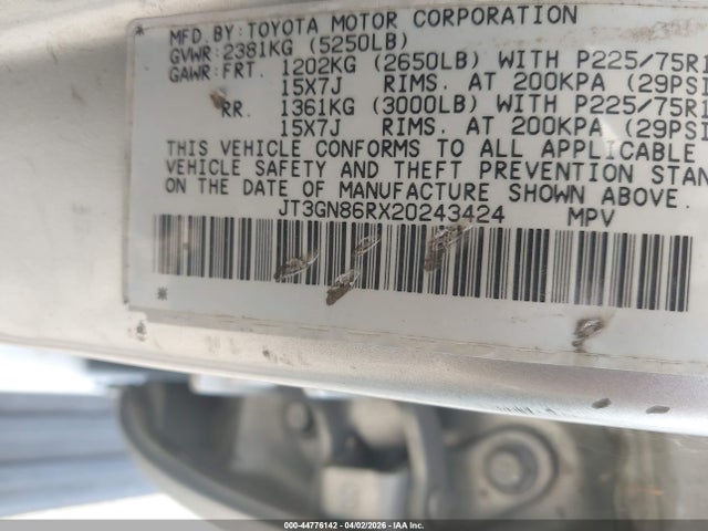 Aukcja sprzedaży 2002 Toyota 4runner Sr5 V6, vin: JT3GN86RX20243424, numer aukcji: 44776142