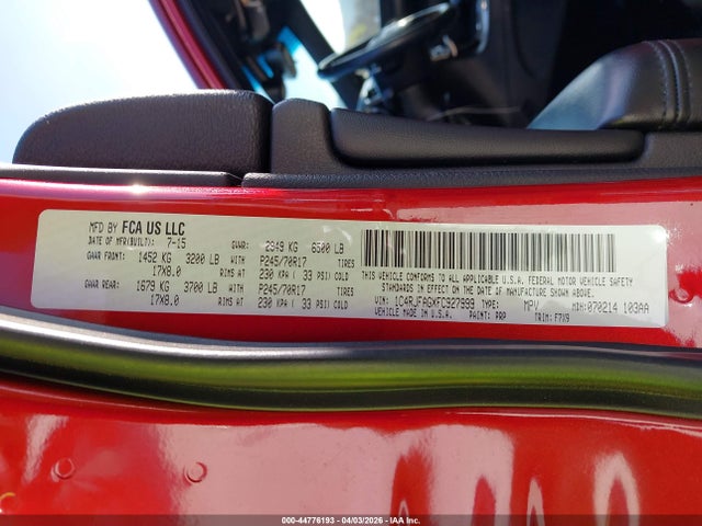 Продаж на аукціоні авто 2015 Jeep Grand Cherokee Laredo, vin: 1C4RJFAGXFC927999, номер лоту: 44776193