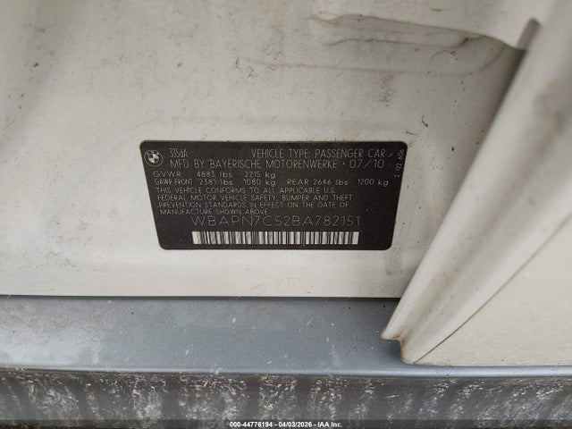 2011 Bmw 335d მანქანა იყიდება აუქციონზე, vin: WBAPN7C52BA782151, აუქციონის ნომერი: 44776194