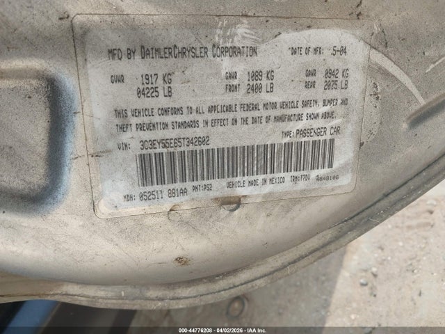 2005 Chrysler Pt Cruiser Touring მანქანა იყიდება აუქციონზე, vin: 3C3EY55E65T342602, აუქციონის ნომერი: 44776208