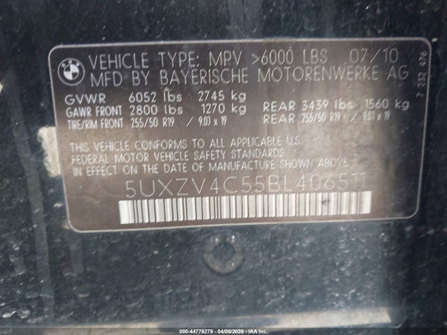 Продаж на аукціоні авто 2011 Bmw X5 Xdrive35i/xdrive35i Premium/xdrive35i Sport Activity, vin: 5UXZV4C55BL406511, номер лоту: 44776279