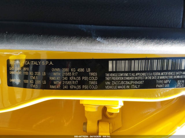 ZACCJBCB4JPH84987 Jeep Renegade Trailhawk 4x4