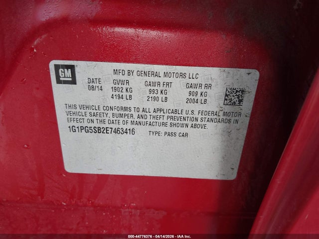 Chevrolet CRUZE LTZ 2014 1G1PG5SB2E7463416 Image 9