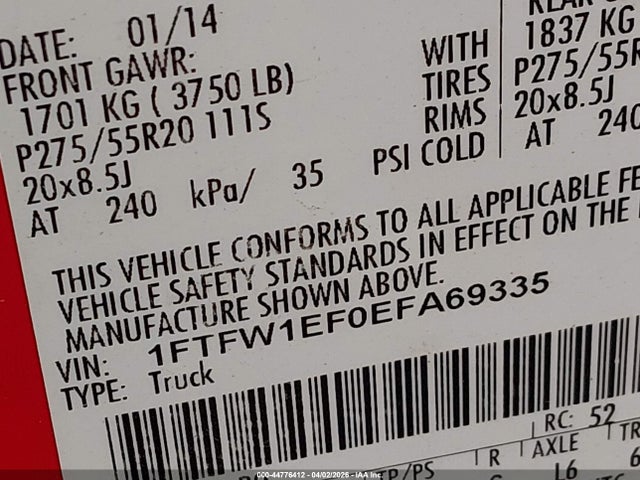 Ford F-150 Fx4 2014 1FTFW1EF0EFA69335 Image 9