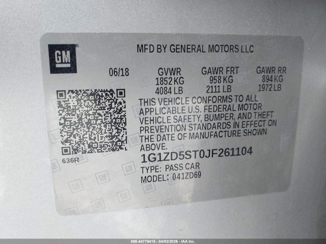 Chevrolet MALIBU LT 2018 1G1ZD5ST0JF261104 Image 9
