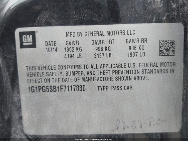 1G1PG5SB1F7117830 Chevrolet CRUZE LTZ