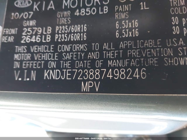 2008 KIA SPORTAGE KNDJE723887498246 Photo 8