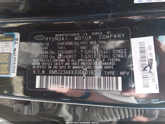 2018 HYUNDAI TUCSON KM8J23A4XJU660165 Photo 8