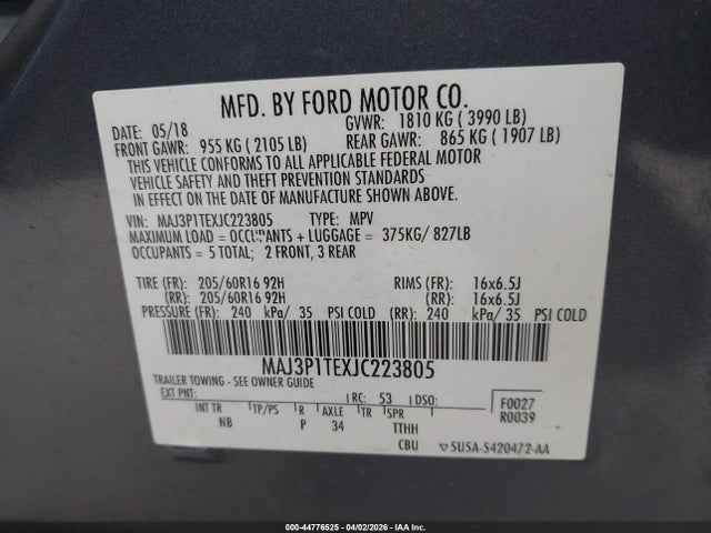 2018 FORD ECOSPORT MAJ3P1TEXJC223805 Photo 8